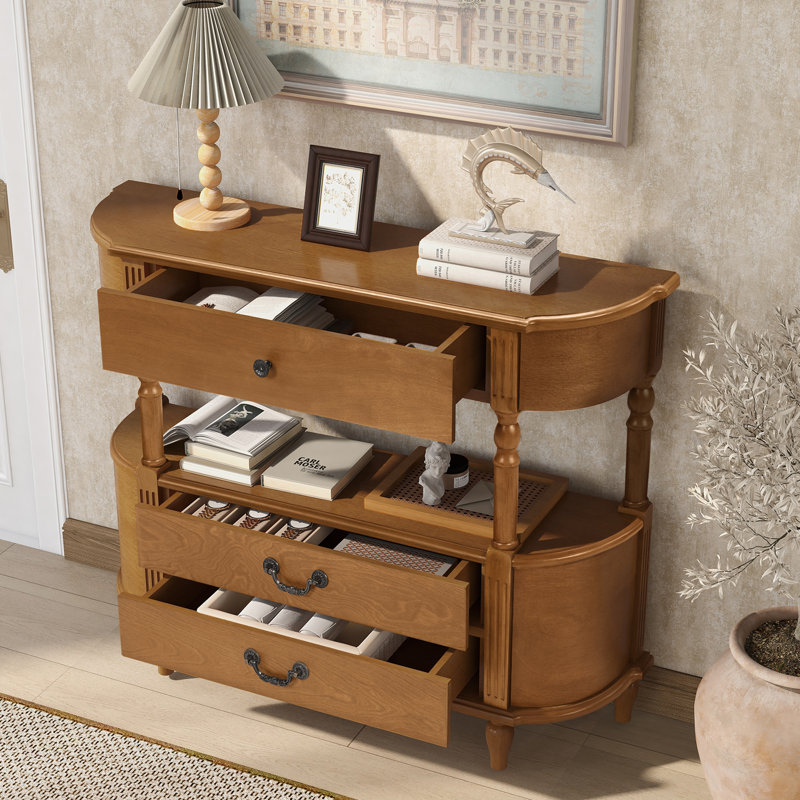 Table console de 43 po avec 3 tiroirs et 3 tiroirs pour le salon
