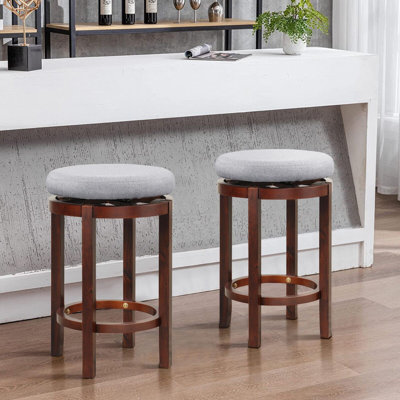 Upholstered Counter Stool with Solid Wood Frame