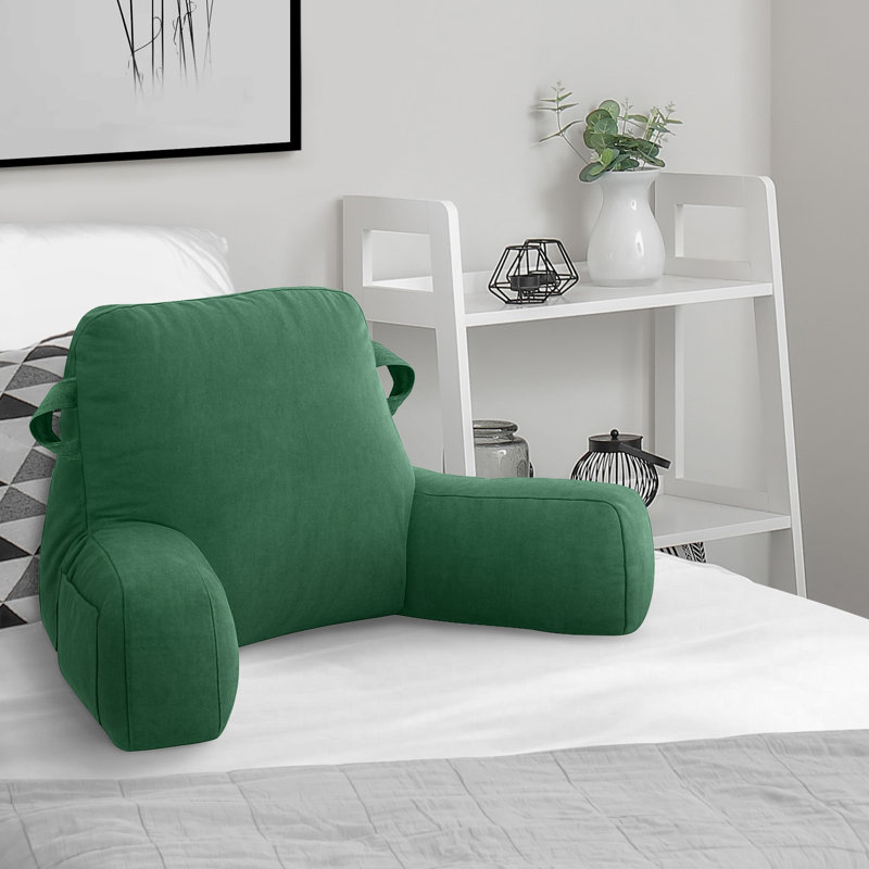 Comfy Backrest Pillow Arm Pillow With Pockets, Green