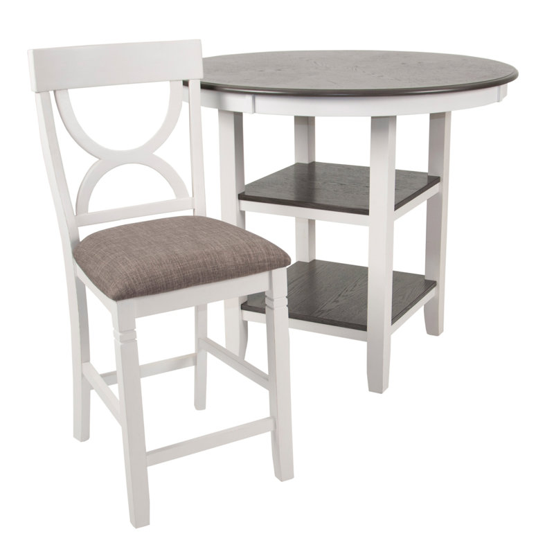 5-pcs Counter Height Dining Set, Gray/Antique White, Gray/Antique White