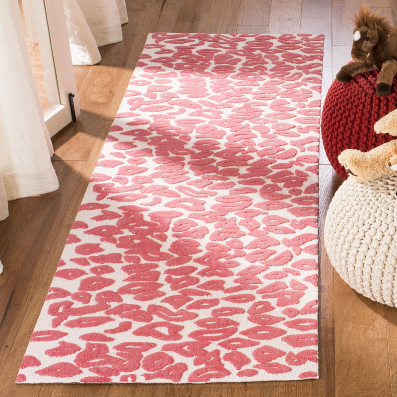 Tapis ivoire / rouge en coton touffeté à la main Claro, Tapis de couloir 2 pi 3 po x 7 pi