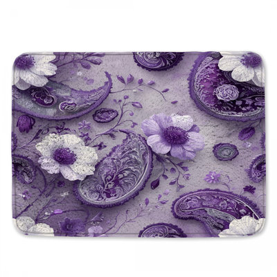 Purple Floral Paisley Bath Mat