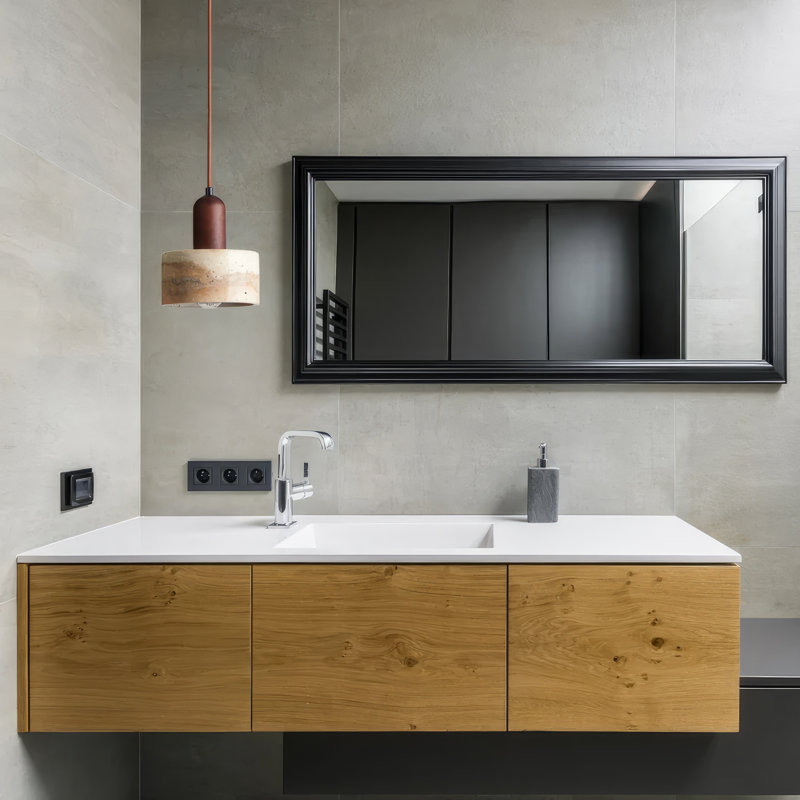 Modern Natural Stone And Wood Pendant Light