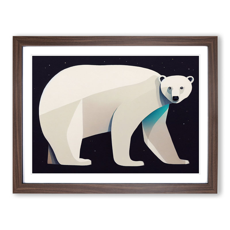 Dashing Polar Bear - Framed Print, Walnut Framed, 46cm H x 64cm W x 2cm D