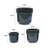 Handmade Ceramic Planter Set Of 3, 15/14/9 Inch Diameter, Black Ribbed Pattern, For Succulents Indoor/Outdoor Use On Windowsill & Bookshelf, Breathable Clay-1637762633