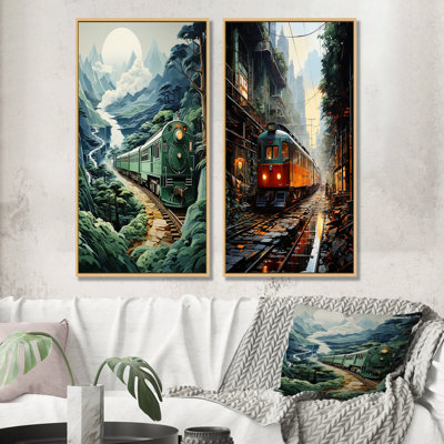Luxueux train relaxant - train, ensemble de 2 reproductions d'art sur toile