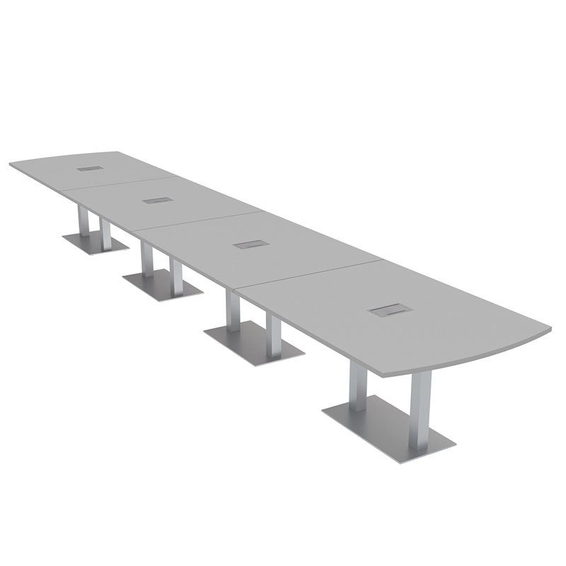 Table de conférence Pavert Arc Unité électrique, H 30 po x l 264 po x P 48 po, Argent, Gris brouillard