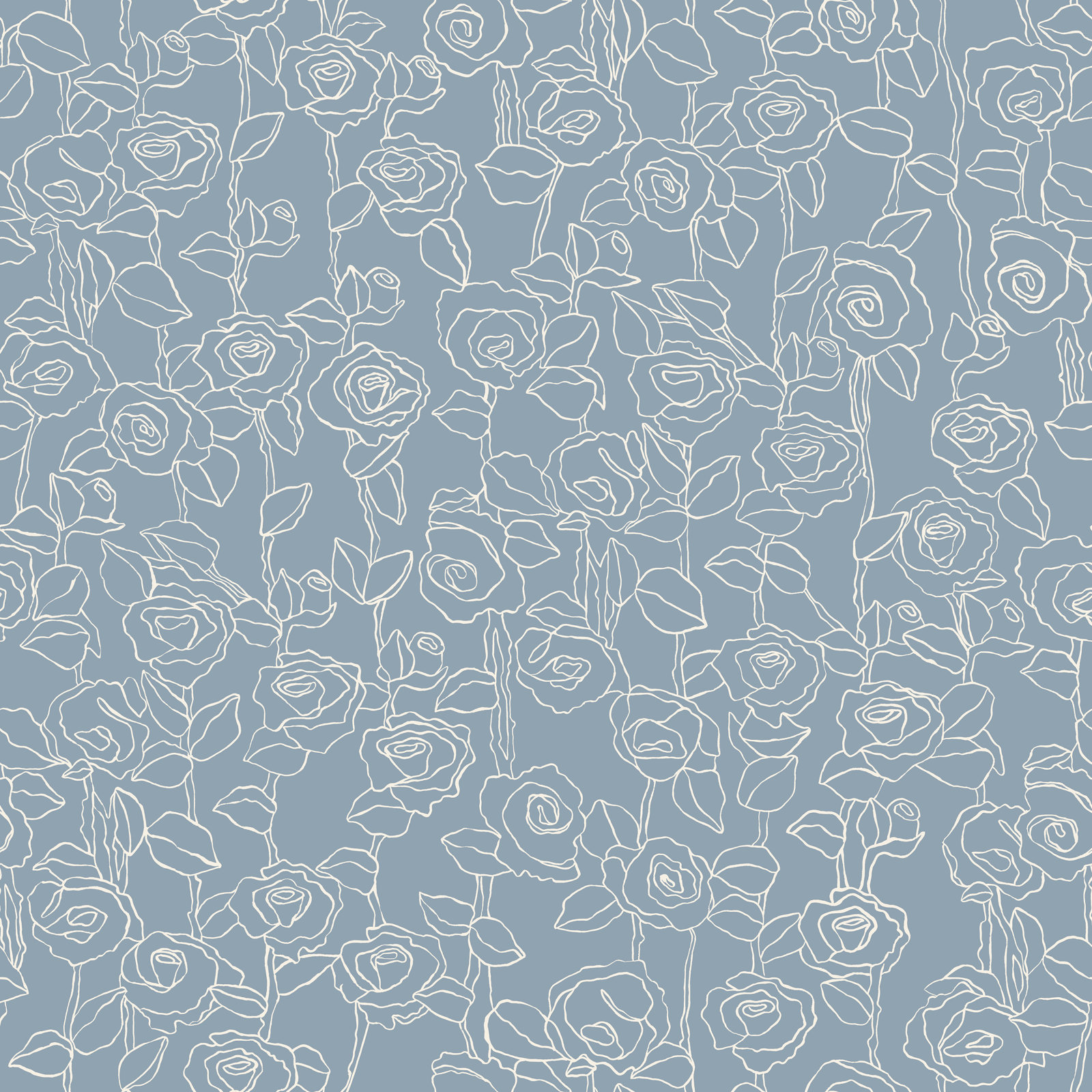 Everett Mid-Century Floral Wallpaper, Blue