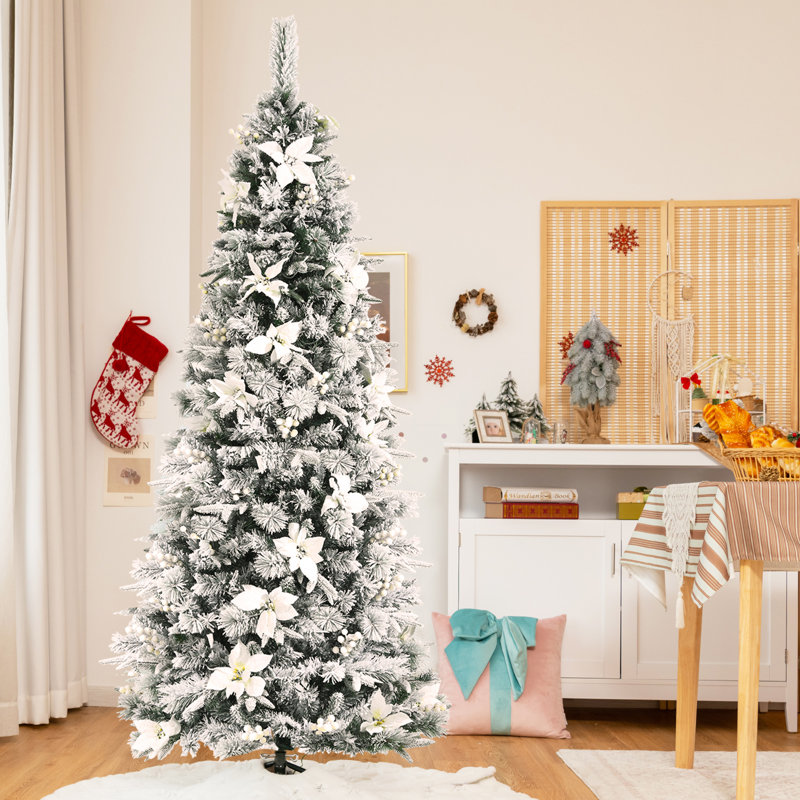 Arbre de Noël blanc effilé, H 7 pi