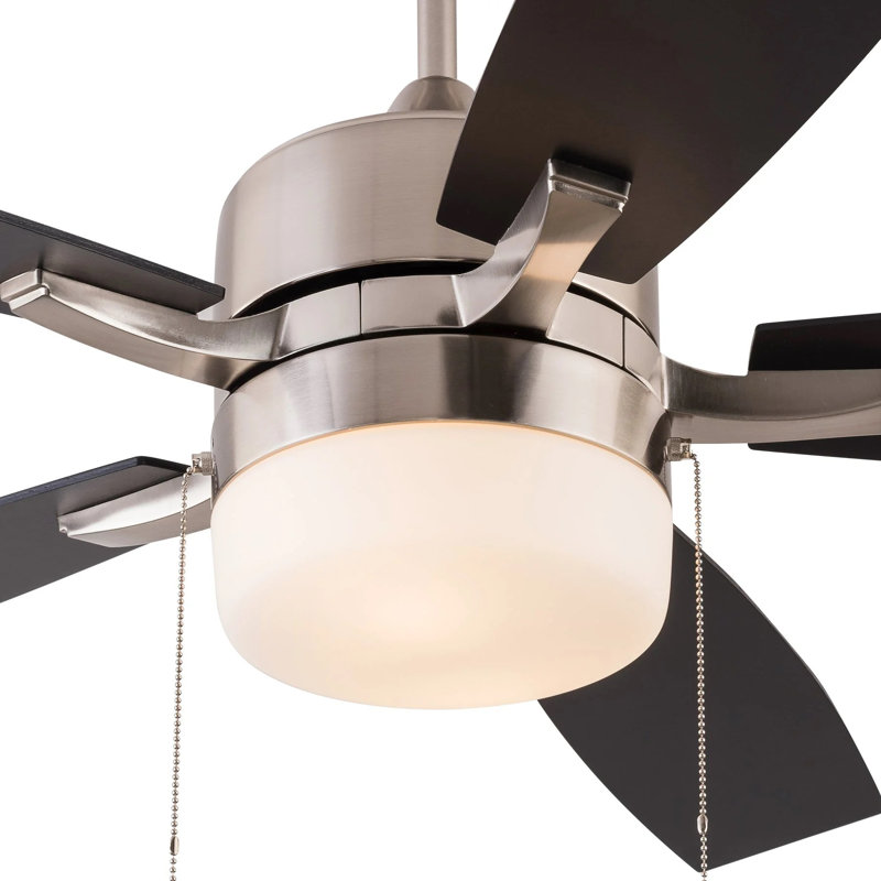 52-Inch Ceiling Fans with Lights, Pull Chain Control,  5-Walnut/Black Reversible Blades, Ceiling Fans for Bedroom and Living Room