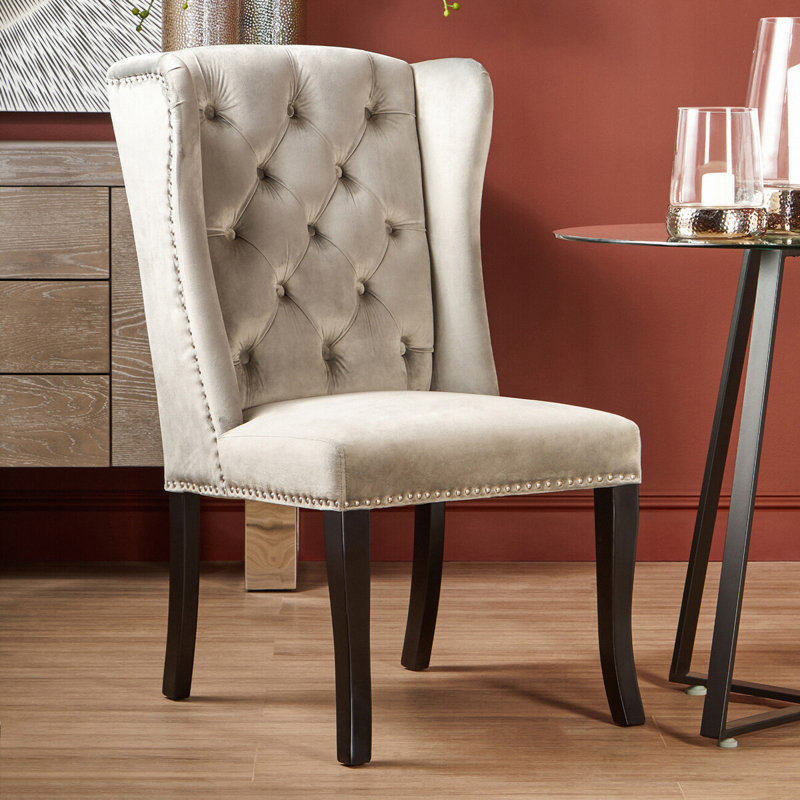 Otsego 52cm H Tufted Velvet Upholstered Side Chair, Grey
