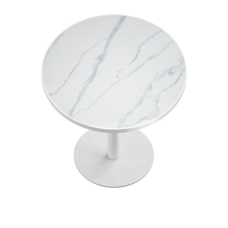 Table de salle à manger ronde moderne 31,5 po - Table bistro en faux marbre blanc