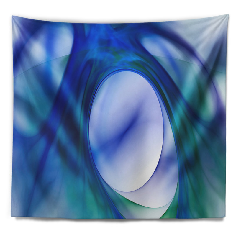 Tapisserie fractale bleu mystic abstract, H 68 po x l 80 po