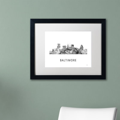 " Baltimore Maryland Skyline WB-BW " by Marlene Watson