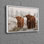 Vache 3D Highland, art mural sur toile de coton pour un décor de ferme reflétant des thèmes uniques de campagne et d'animaux