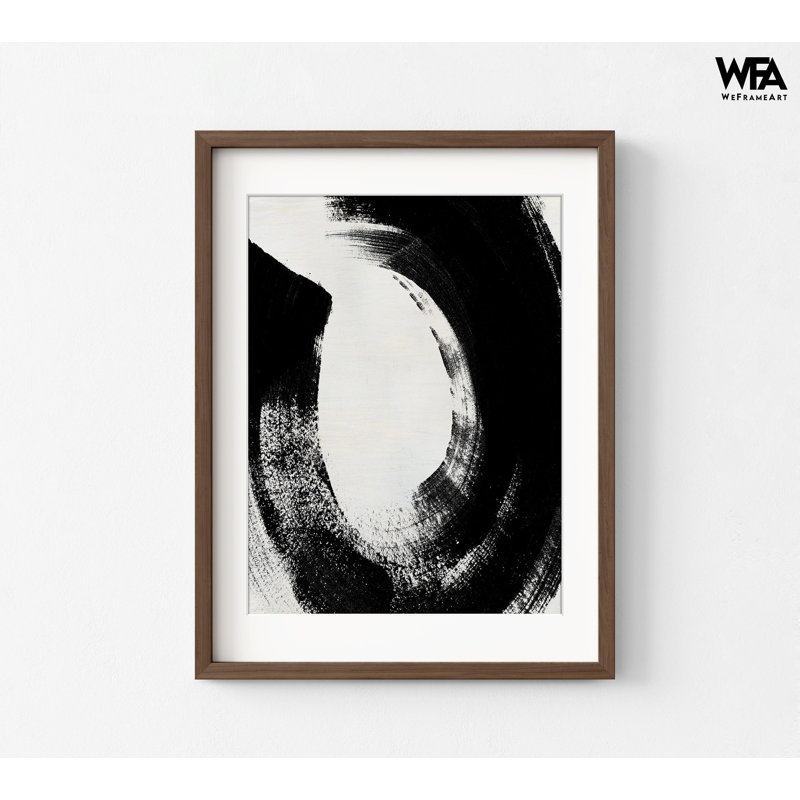 «Block Brushwork viii» par June Erica Vess, Art Studio Hallway Decor, très grand imprimé abstrait noir et blanc, Brun