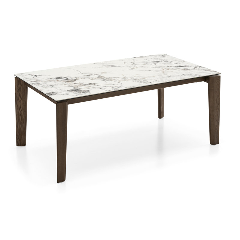 Tables extensibles Dogma, Marbre blanc, Noir mat