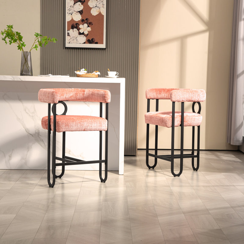 Ensemble de 2 tabourets de bar House Hold, tabourets de bar modernes avec dossier, cadres en métal noir et tabourets de bar