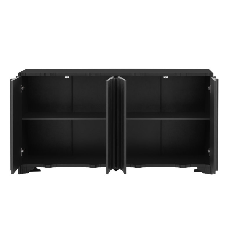 Solace 4-Door Sideboard with Adjustable Shelves, Black
