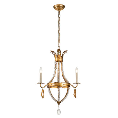 3 Light Mini Traditional Antique Gold Chandelier