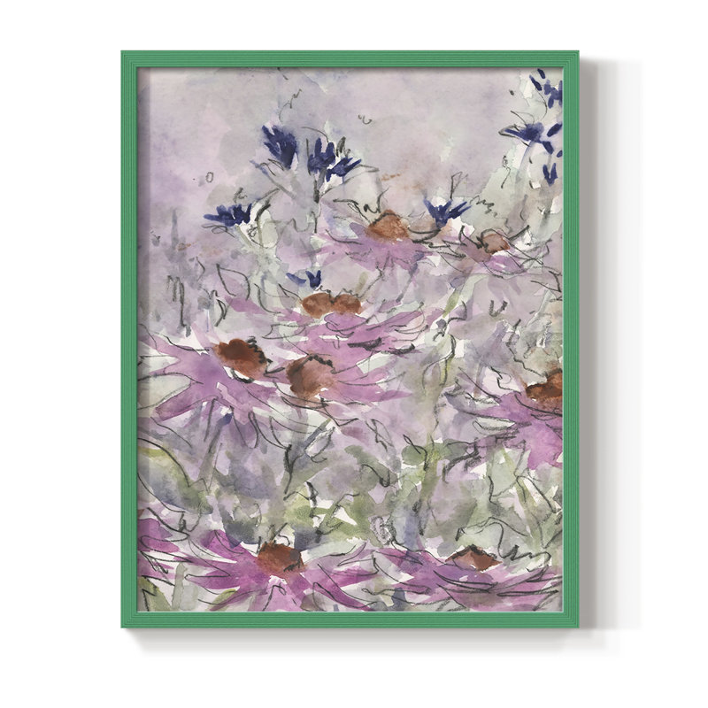 Reproduction encadrée de Floral Entertainment II - bois massif, H 10 po x l 8 po, Vert