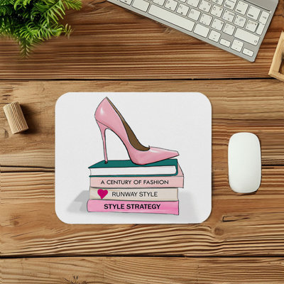 Fashion and Glam Dreaming of Heels and Fashion Books Shoes High Heels Glam Gaming Cute Office Laptop Desk Pad Gift Mat Square Rectangle Non-Slip Mousepad