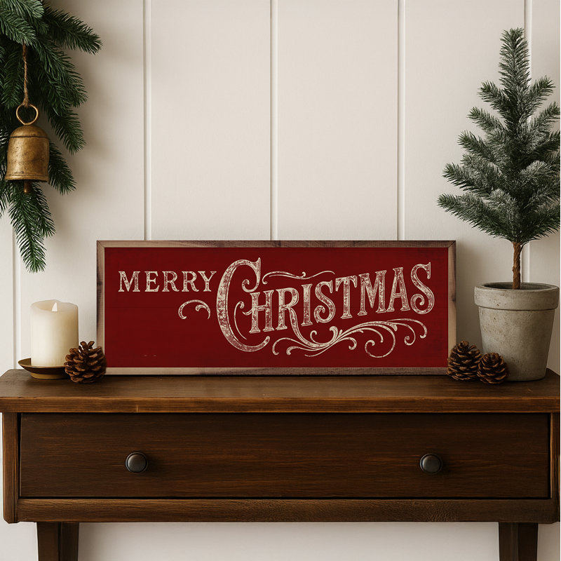 Joyeux Noël orné, H 16 po x l 24 po, Rouge