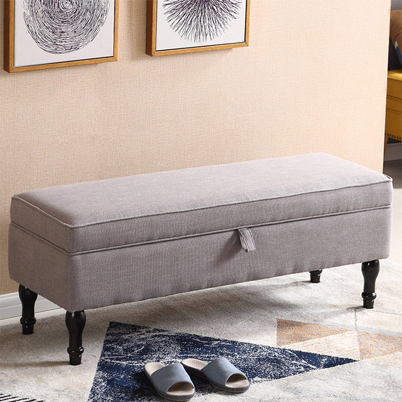 Gray Upholstered Bench, 17.72" H x 39.37" W x 15.75" D