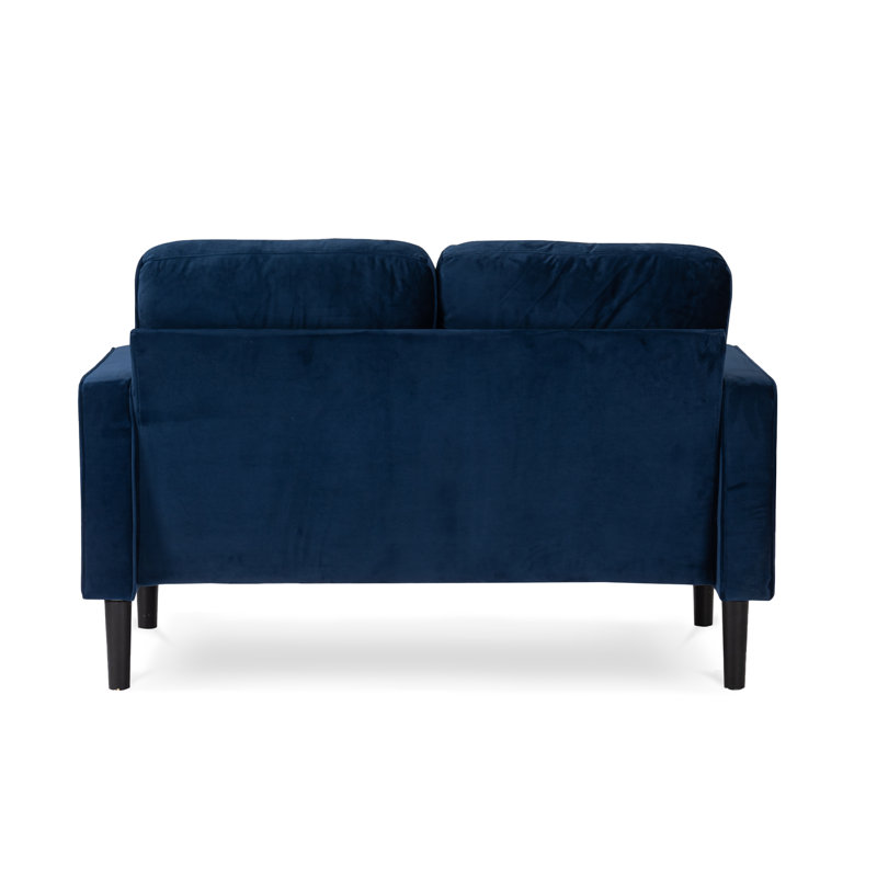 Baity Cushioned Loveseat Sofa, Velvet Blue, 2