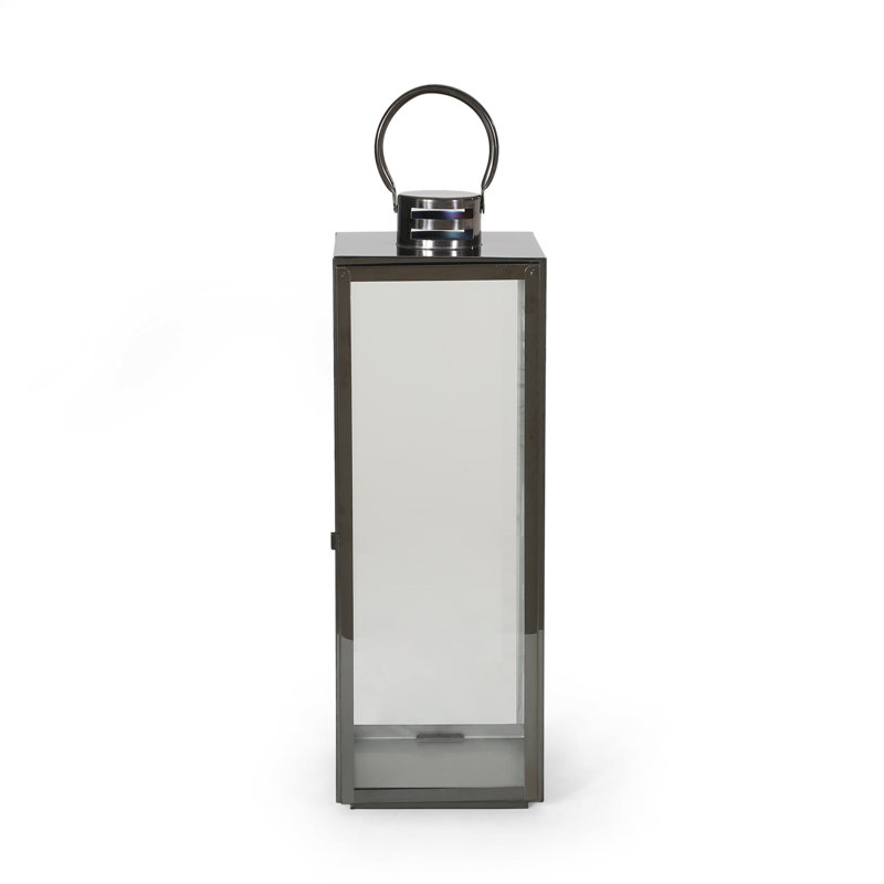 Lanterne en acier inoxydable moderne haut Peraza, Noir