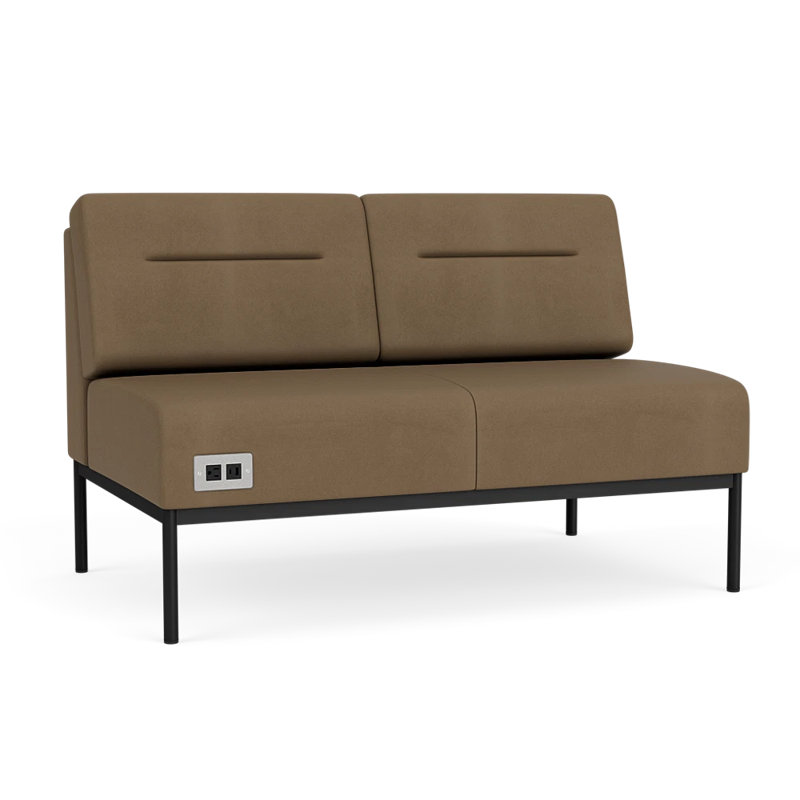 Causeuse Darsey, Patriot Plus taupe, Avec alimentation, Noir