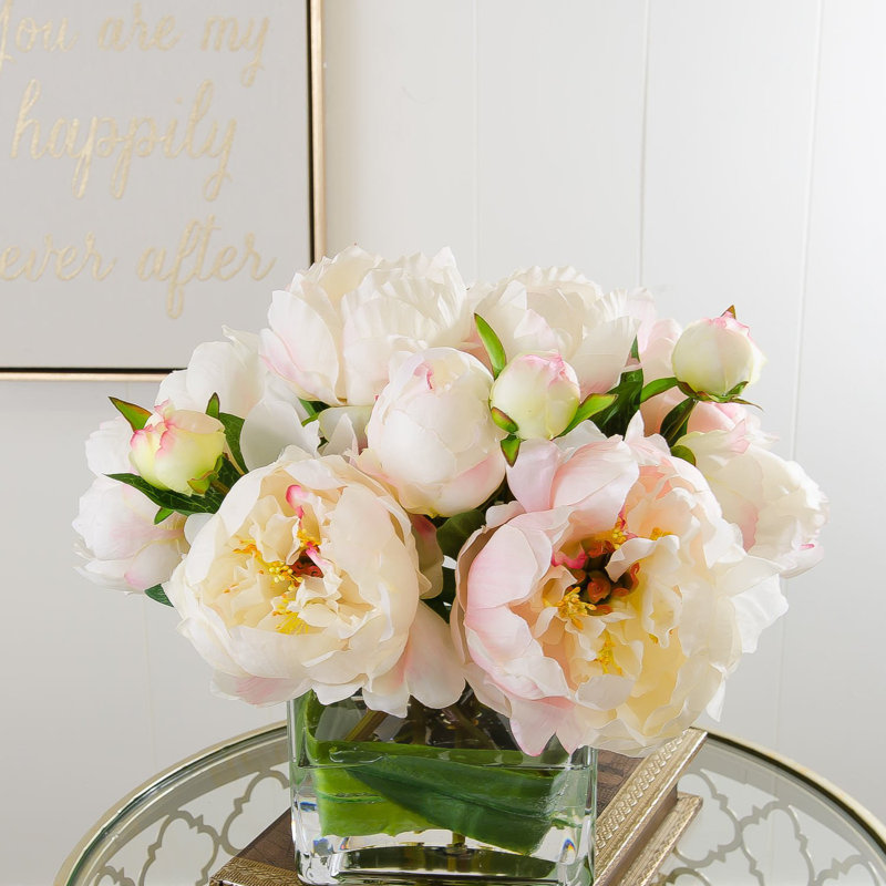 Large Light Pink Peonies Buds Square Arrangement