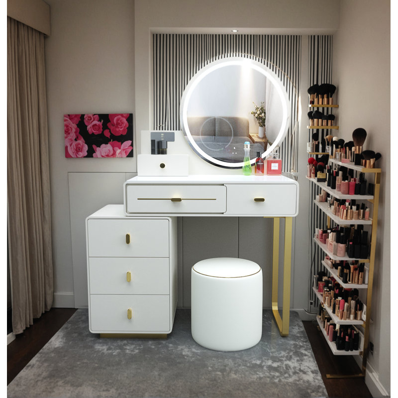 Meuble-lavabo de luxe avec miroir et tabouret Luxury