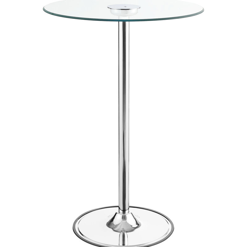 Table bistro à DEL avec plateau en verre - ronde pour salle à manger, hauteur de 42 pouces, largeur et profondeur de 28 pouces, lumière DEL douce et chaleureuse, fabrication en métal, surface facile d'entretien