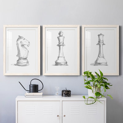 Chess Room Study I - Ensemble de 3 reproductions de cadres photo