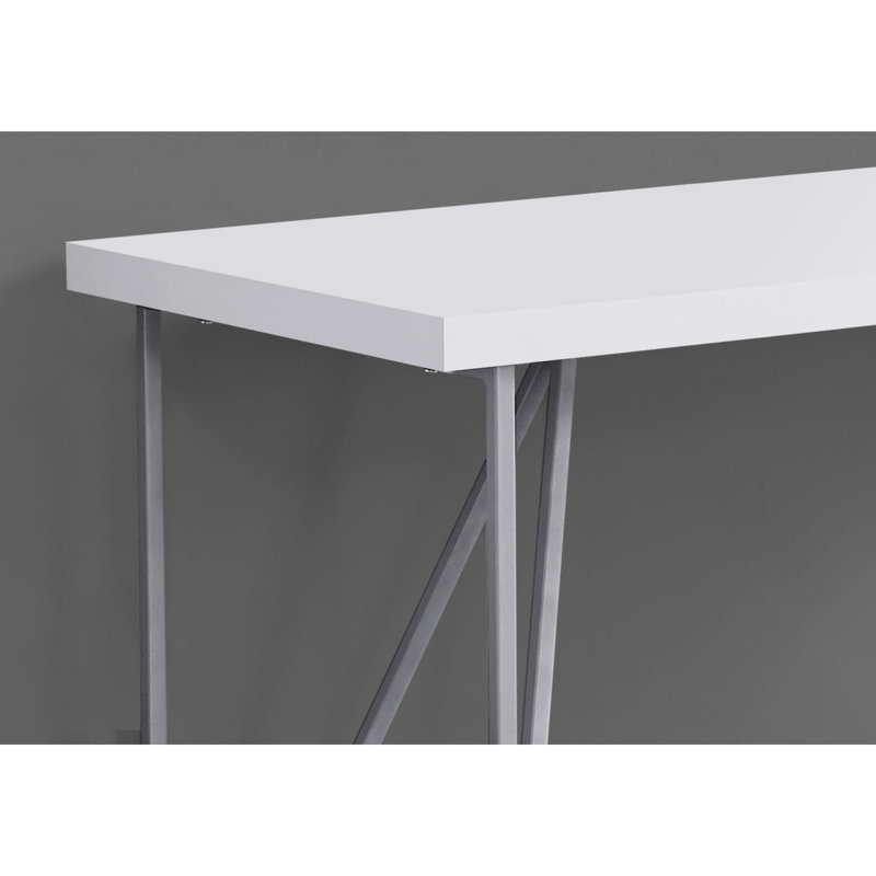 Bureau d'ordinateur, bureau personnel, ordinateur portable, L 48 po, travail, stratifié blanc, métal gris, contemporain, moderne