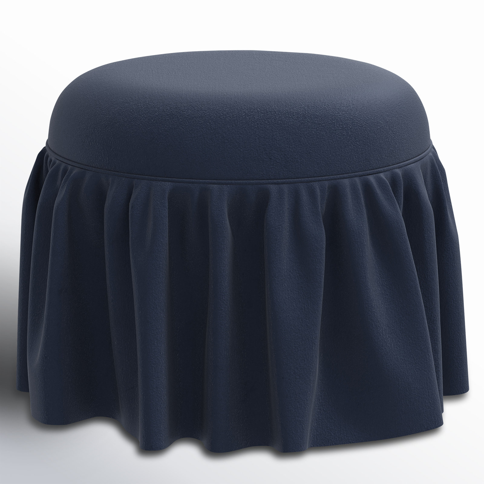 Jebb Upholstered Ottoman, Classic Ink Performance Velvet