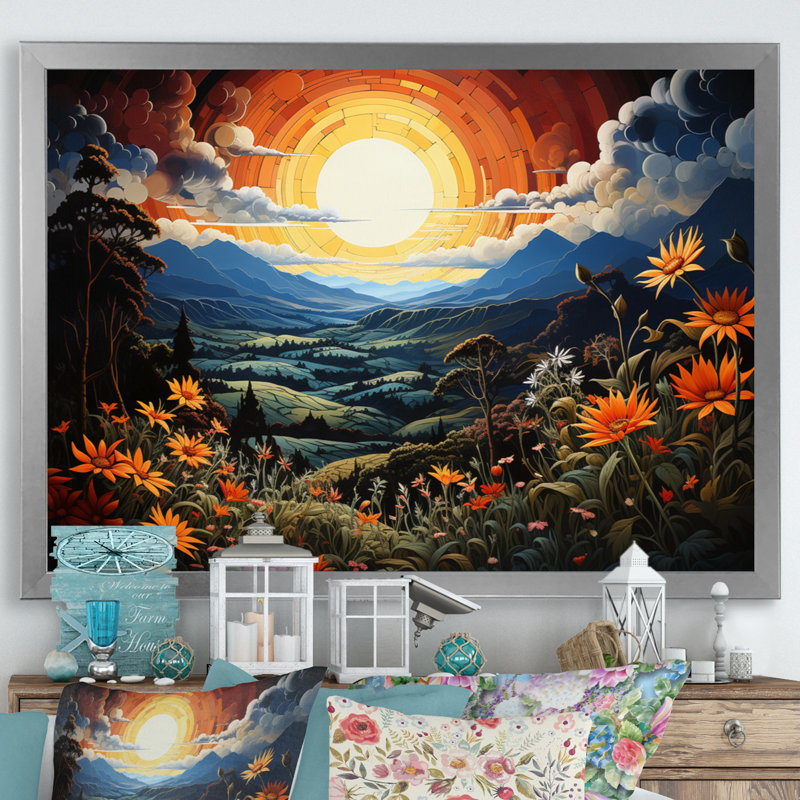 «Bariola Asian Art Mandala Sky I», reproduction d'art sur toile, H 30 po x l 40 po x P 1,5 po, Cadre photo argenté