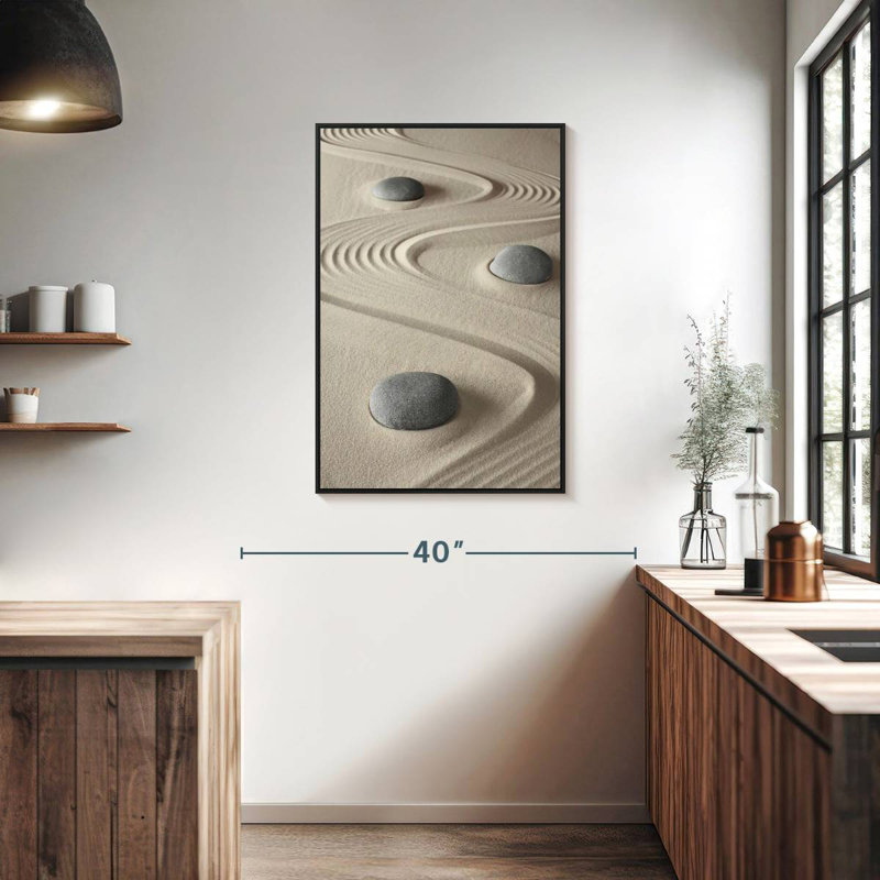 Zen Garden Balance, 25" X 37", Floating Frame Black
