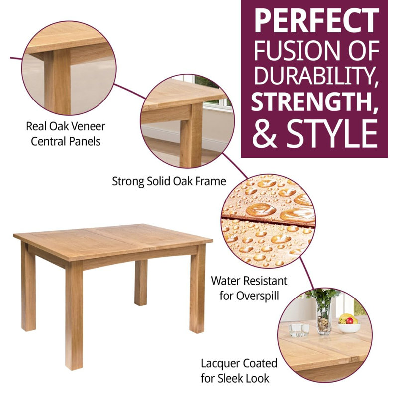Extendable Oak Solid Wood Base Dining Table