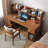 Walnut Rectangular Solid Wood Executive desk with drawers desk-167706642