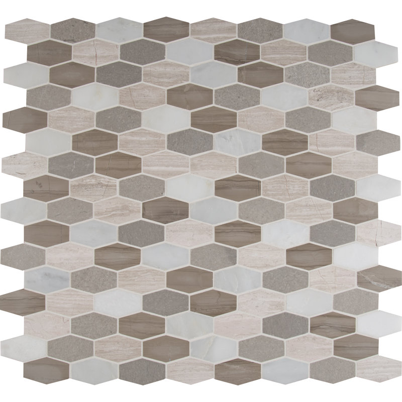 Veneto Mix Hexagon 12 in. x 12 in. Honed Marble Mosaic Floor and Wall Tile