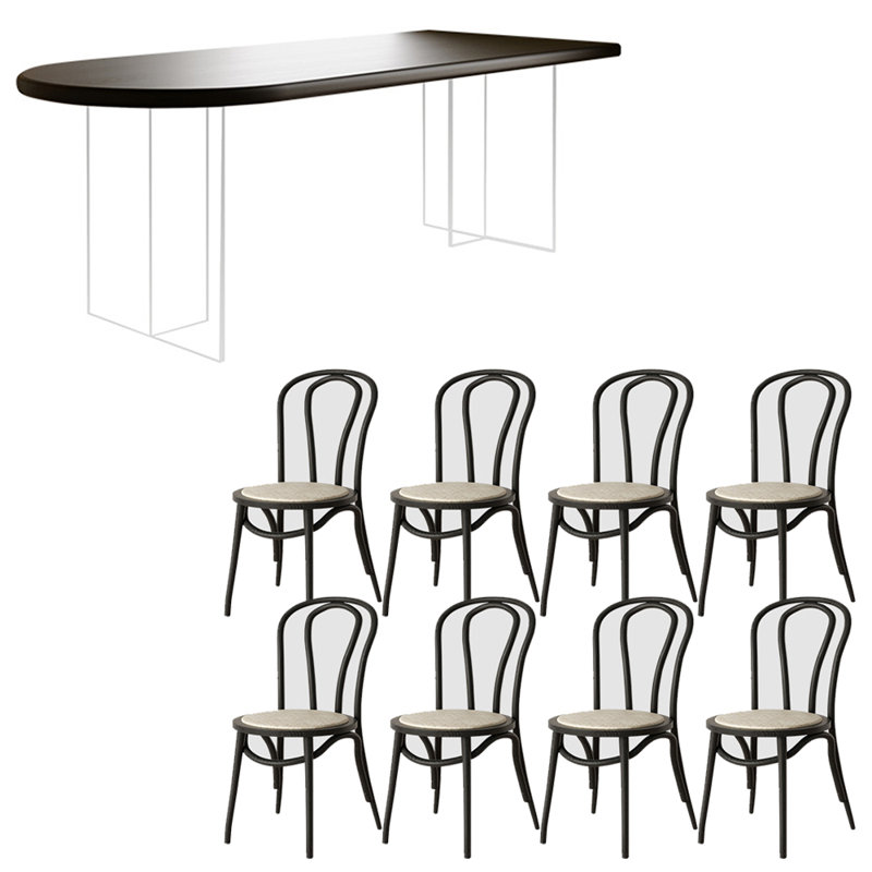 Ensemble de table à manger moderne simple en bois massif acrylique, H 29,5 po x L 86,6 po x l 35,4 po