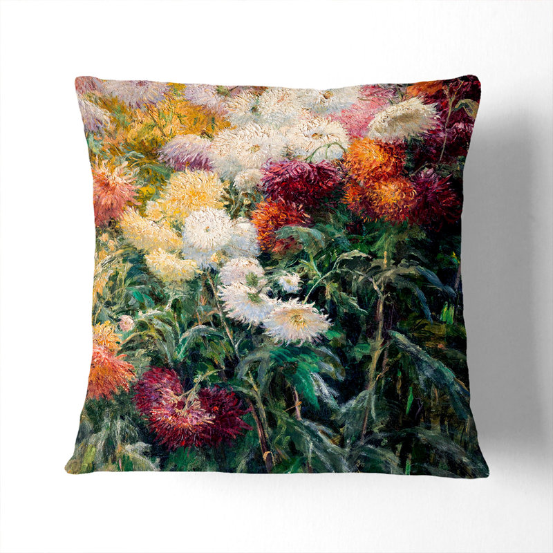 Chrysanthemums Scatter Cushion, Black, 40cm H x 40cm W x 15cm D