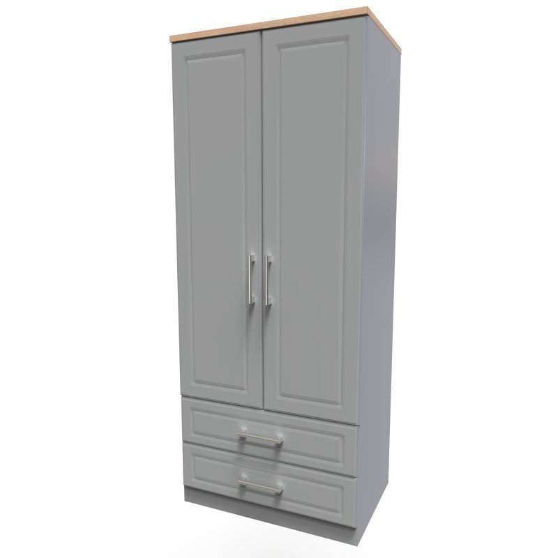 Fully Assembled 3 Door Wardrobe, Grey/Oak