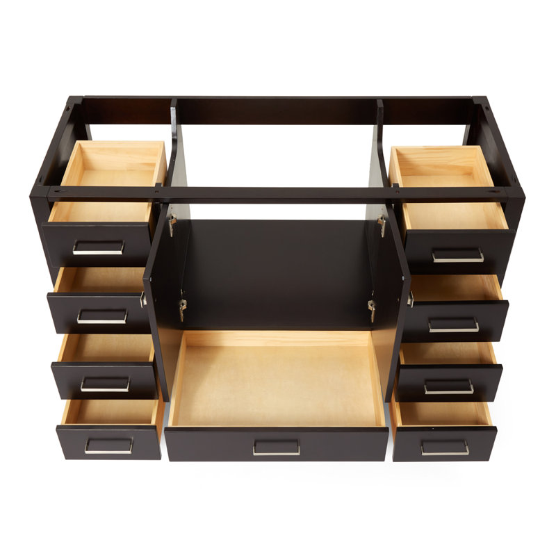 Cambridge 54'' W Single Bathroom Vanity Base, Brushed Nickel, Espresso
