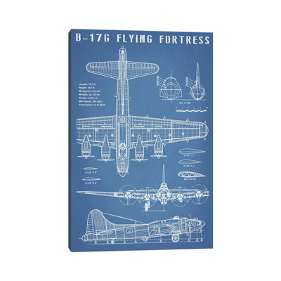 «B-17 Vintage Bomber Air plane» par Action Blueprints, impression sur toile tendue