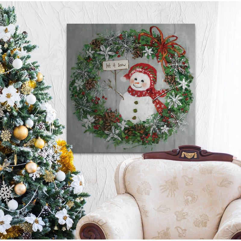 « mme bonhomme de neige », peinture, H 16 po x l 16 po x P 1,5 po, Toile tendue