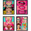 Caricature de rouge à lèvres rose «Fashion Girls In Bikini», impression sur papier 4 pièces-97782560-97782561