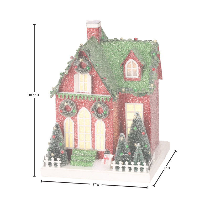 10.5" LED Cardboard Village House